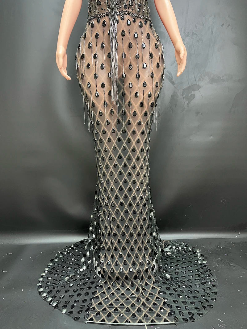 Novance Y2848-F Trend Products 2024 Transparent Luxury Wedding Dress Rhinestone Sexy Women Clothing With Tassel - Shoppiline