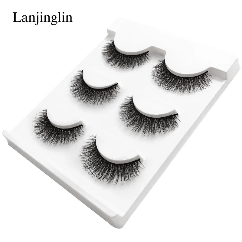 Neu 3 Paar natürliche falsche Wimpern Fake Lashes langes Make-up 3D Nerzwimpern Verlängerung Wimper Nerzwimpern für Schönheit #X11