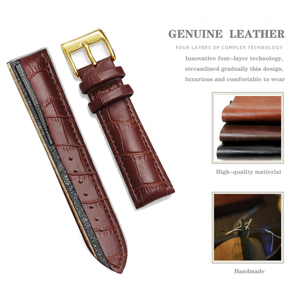 Premium Genuine Leather Watchbands 12/14/16/18/19/20/21/22/24 mm Watch Band Strap High Quality Wrist Belt Bracelet + Tool