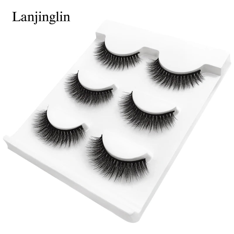 Neu 3 Paar natürliche falsche Wimpern Fake Lashes langes Make-up 3D Nerzwimpern Verlängerung Wimper Nerzwimpern für Schönheit #X11