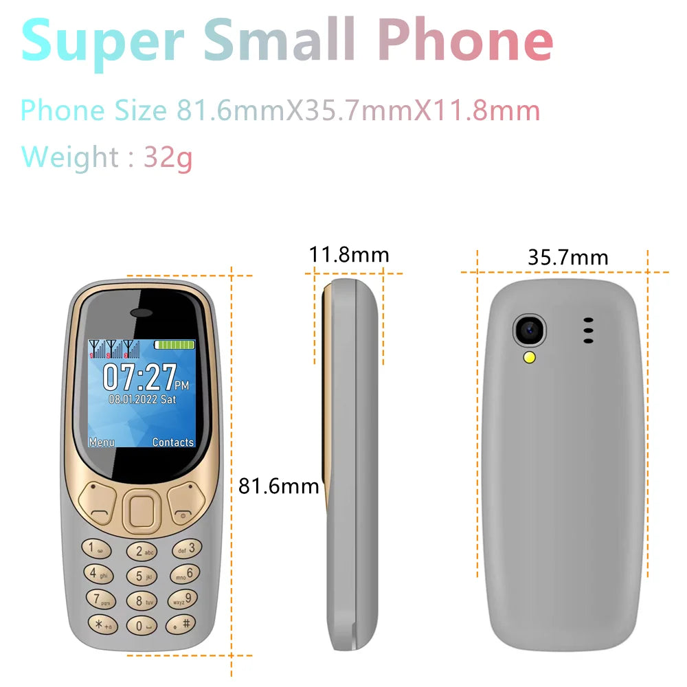 SERVO Small Mobile Phone Bluetooth Dialer Magic voice Low Radiation Telephone Call Recording 2/3 SIM GSM Unlocked Mini Cellphone - Shoppiline