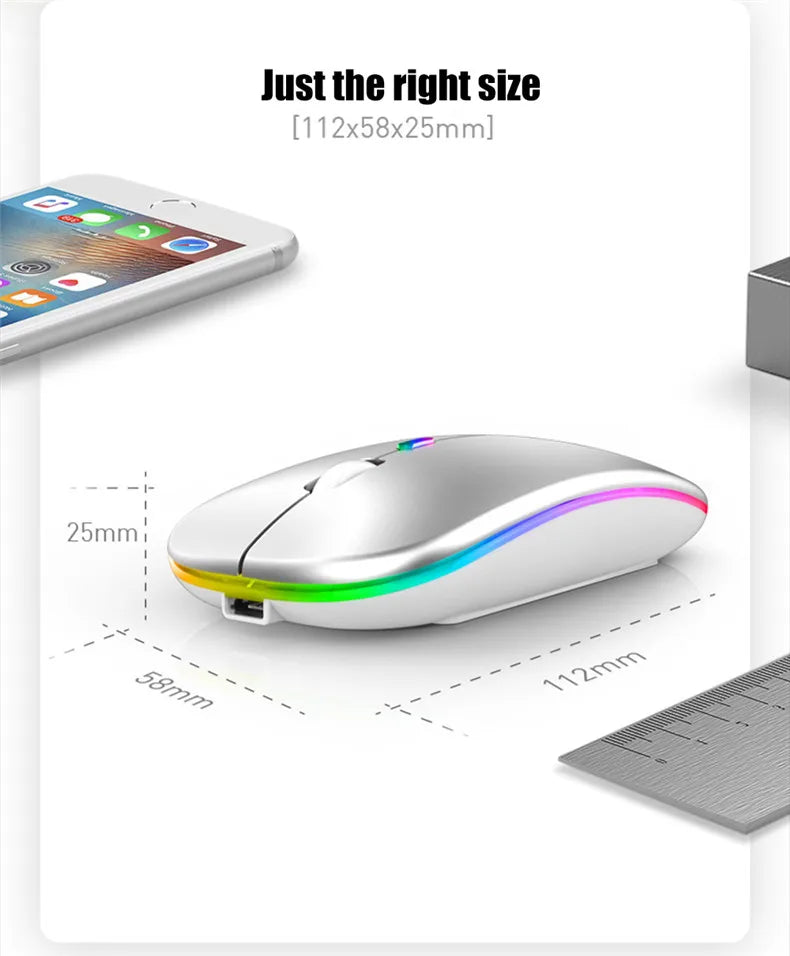 Kabellose Maus Wiederaufladbar Silent LED Hintergrundbeleuchtung Mäuse PC Laptop Computer Maus 2.4Ghz Empfänger Bluetooth Dual Modus Optische Mäuse