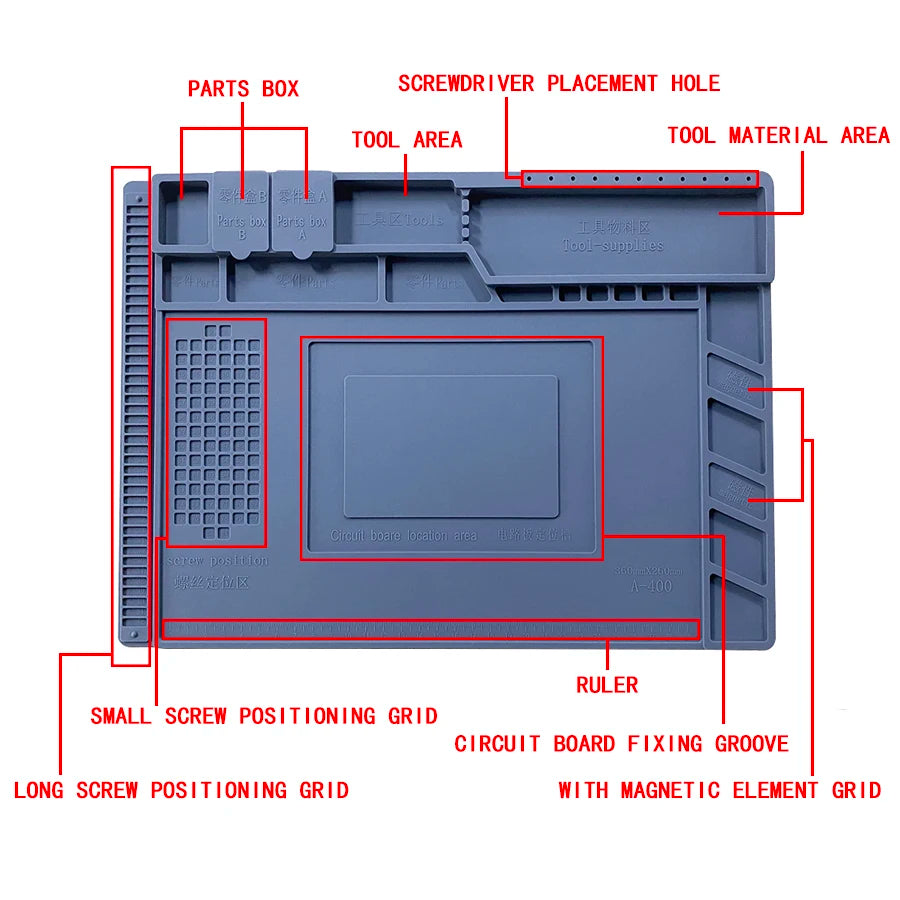 Silicone Soldering Mat Pad Desk Platform  for Welding Station Iron Phone PC  Repair Magnetic Heat Insulation No Lead S-160