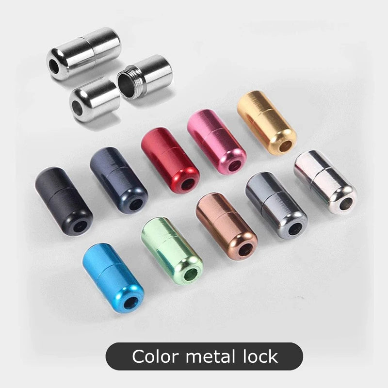 NEW 1 Pair Round Color Elastic Shoelaces Lock No Tie Shoelace Metal Easy to Remove Suitable for All Shoes Lazy Lace 21 Colors