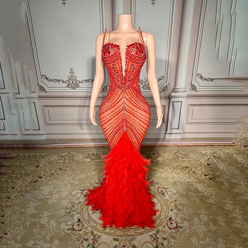 Novance Y3149-F Trending Products 2024 New Arrivals Women Clothing Performance Wear Red Dress Elegant Plus Size Evening Gowns - Shoppiline