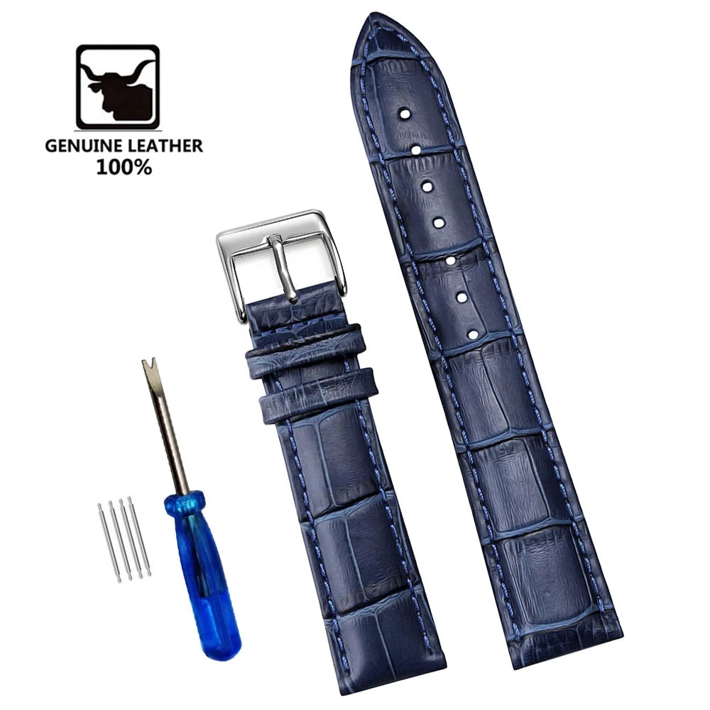 Premium Genuine Leather Watchbands 12/14/16/18/19/20/21/22/24 mm Watch Band Strap High Quality Wrist Belt Bracelet + Tool
