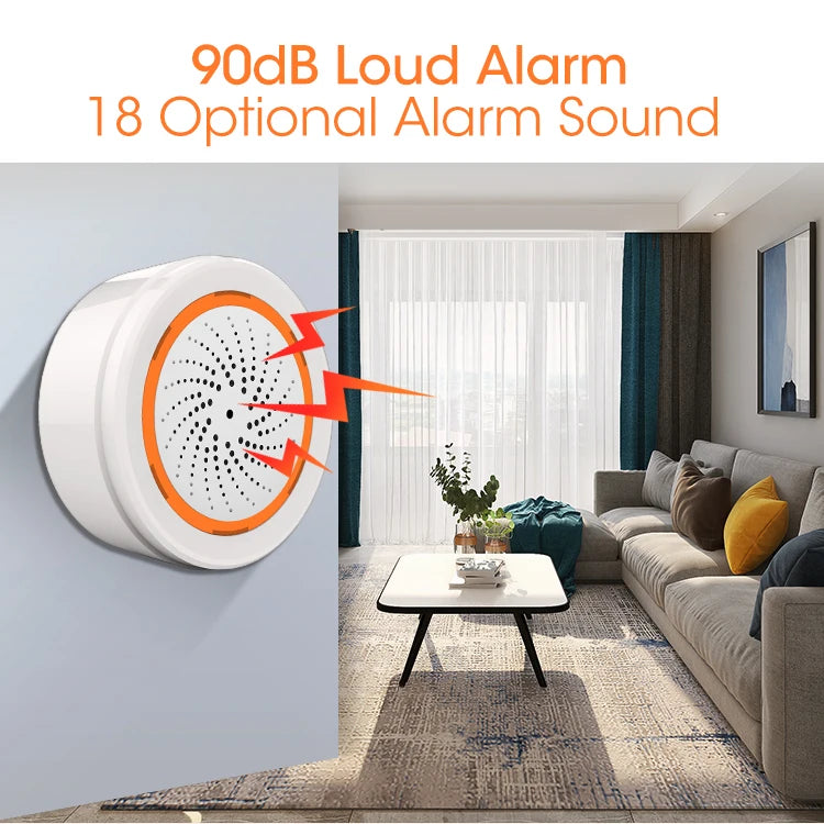 Coolcam Tuya Zigbee Smart Siren Alarm For Home Security with Strobe Alerts Support USB Cable Power UP Works With TUYA Smart Hub - Shoppiline