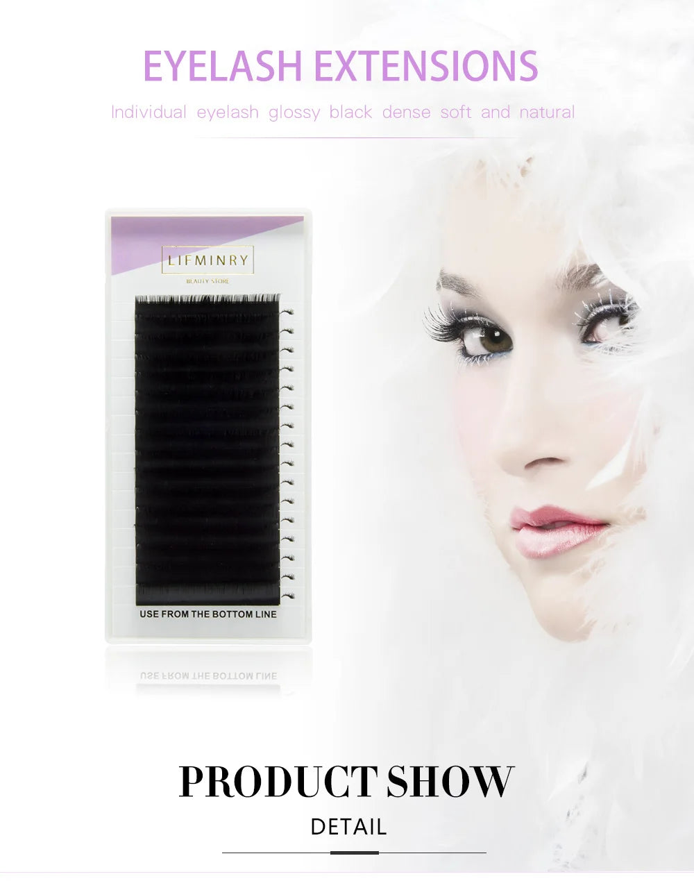 LIFMINRY 16 lines of imitation ermine eyelashes, professional eyelashes, soft ermine eyelashes extension