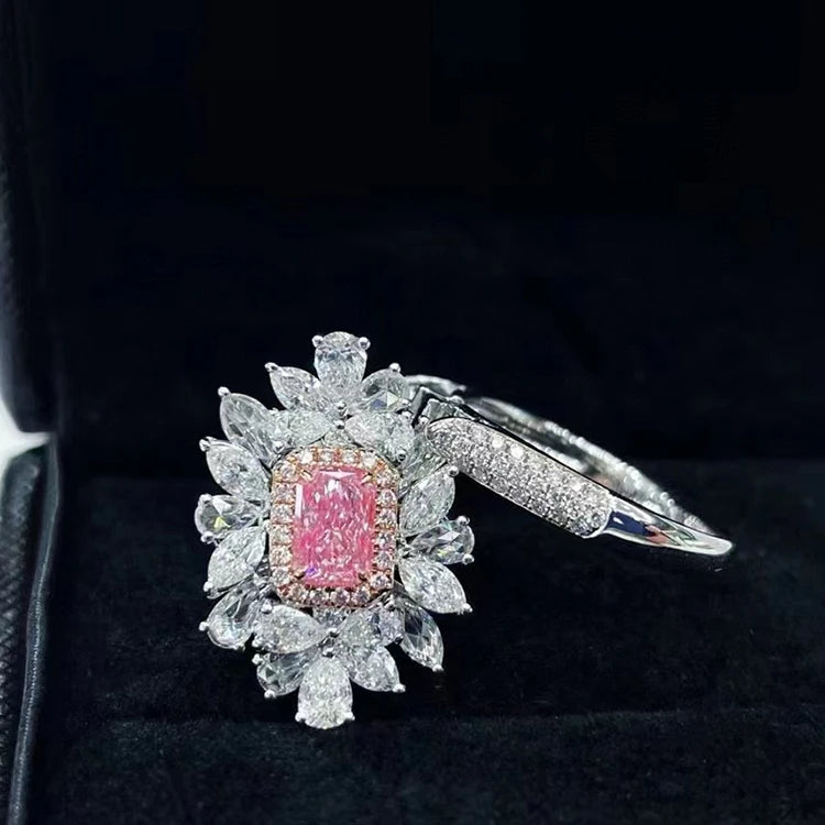 SGARIT Jewelry Pink Diamond Engagement Rings 0.83CT VS2 Natural Pink Diamond  Certified 18K Real Gold Women Luxury Rings - Shoppiline
