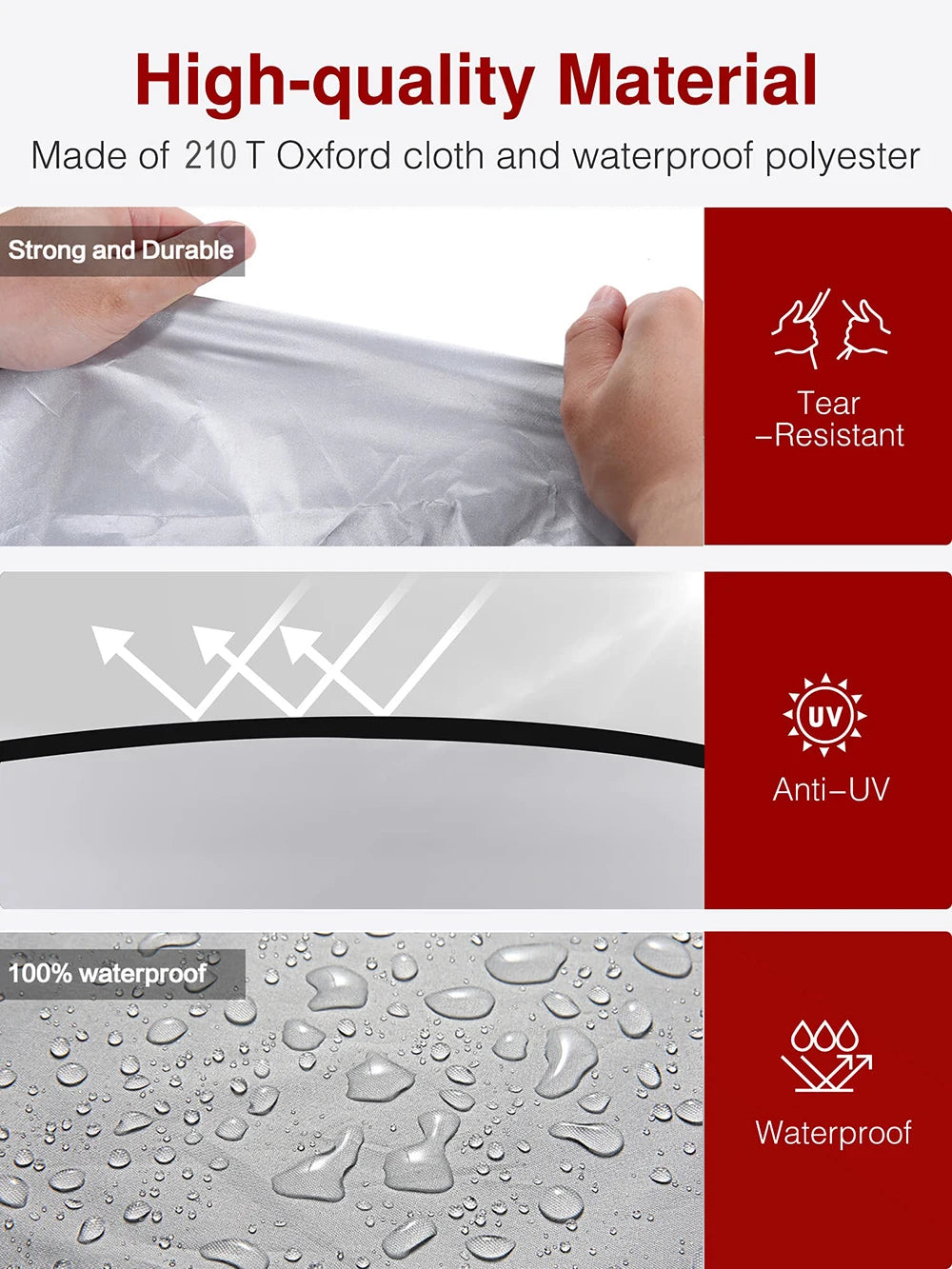 Housse de vélo Toptrek imperméable, protection contre la neige et la pluie, protection UV, protection contre la poussière pour vélo, housse de protection étanche 210T
