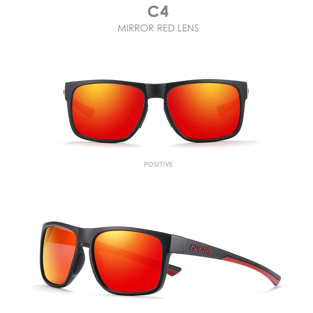 KDEAM New Polarized Men's Sunglasses Square Outdoor Photochromic Sun Glasses Women Non-Slip Nose Pad Full Accessories Included