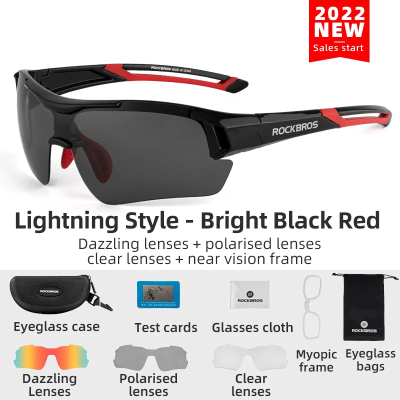 ROCKBROS Cycling Polarized glasses Bike Sunglasses Outdoor Sports Sunglasses MTB PC Goggles Eyewear 5/3 Lens Bicycle Accessory - Shoppiline
