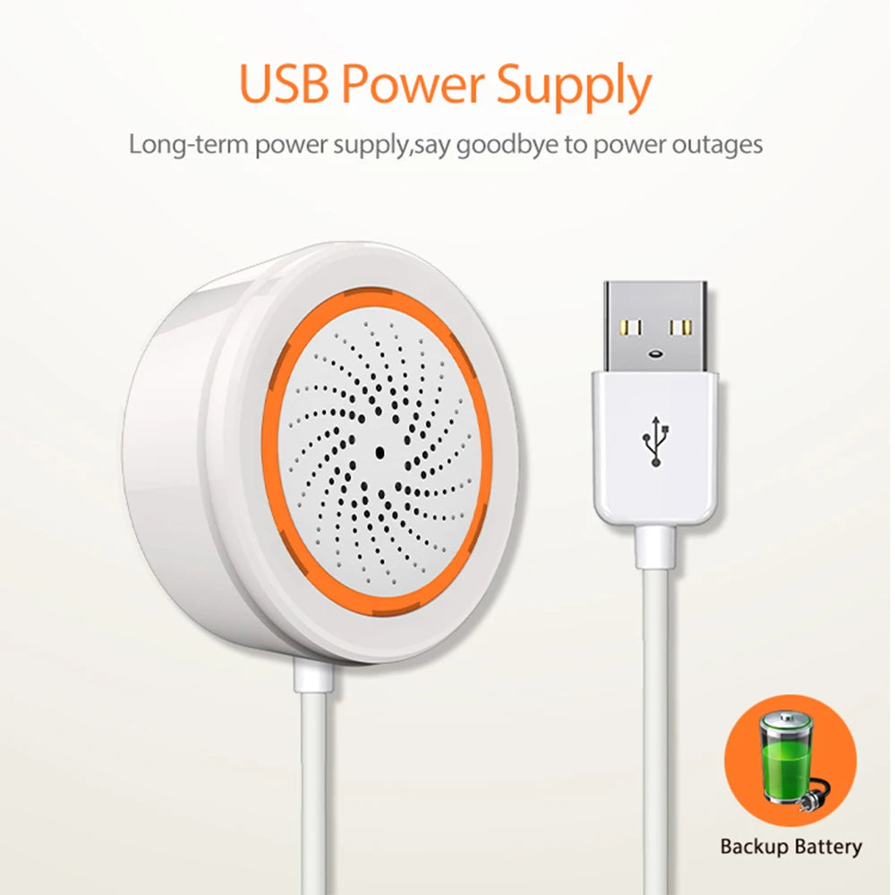 Coolcam Tuya Zigbee Smart Siren Alarm For Home Security with Strobe Alerts Support USB Cable Power UP Works With TUYA Smart Hub - Shoppiline