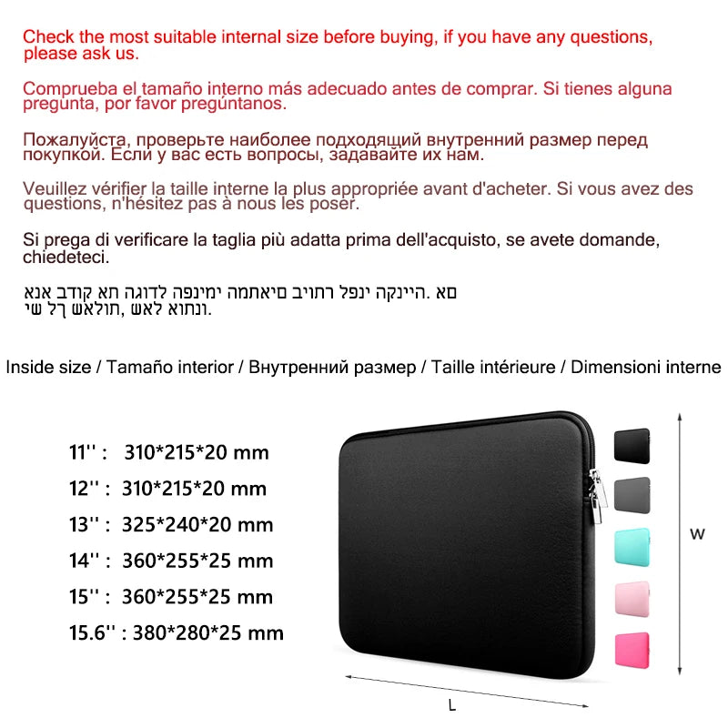 Weiche Laptoptasche für Xiaomi HP Dell Lenovo Notebook Computer für Macbook Air Pro Retina 11 12 13 14 15 15.6 Hülle Hülle Cover