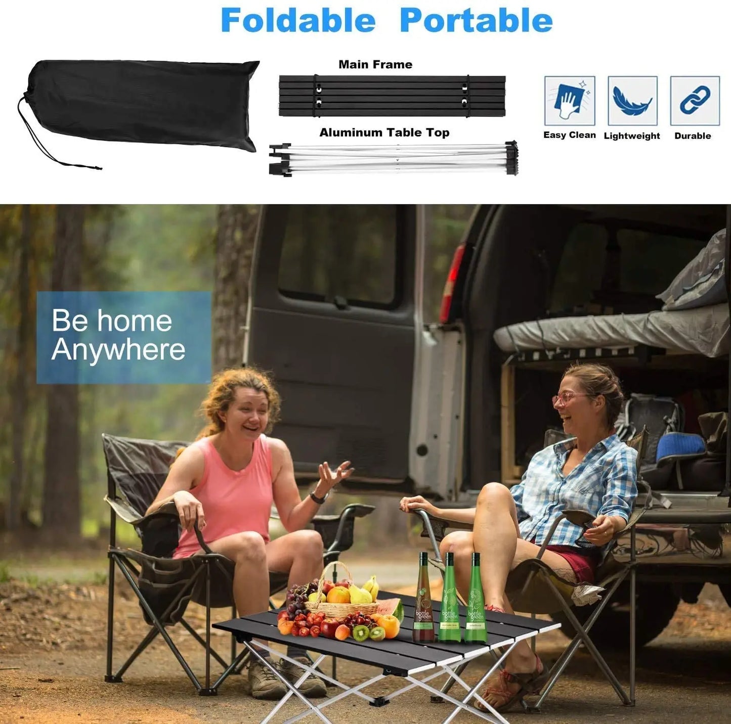 Table de camping pliante portable ultralégère, bureau de dîner extérieur pliable en alliage d'aluminium haute résistance pour fête de jardin, pique-nique, barbecue