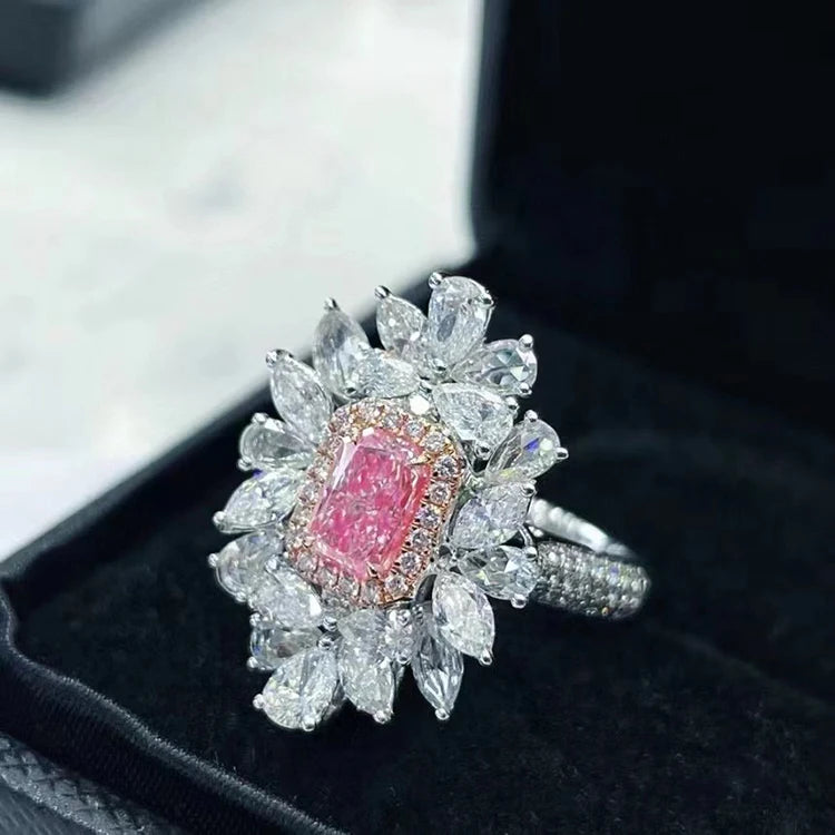 SGARIT Jewelry Pink Diamond Engagement Rings 0.83CT VS2 Natural Pink Diamond  Certified 18K Real Gold Women Luxury Rings - Shoppiline