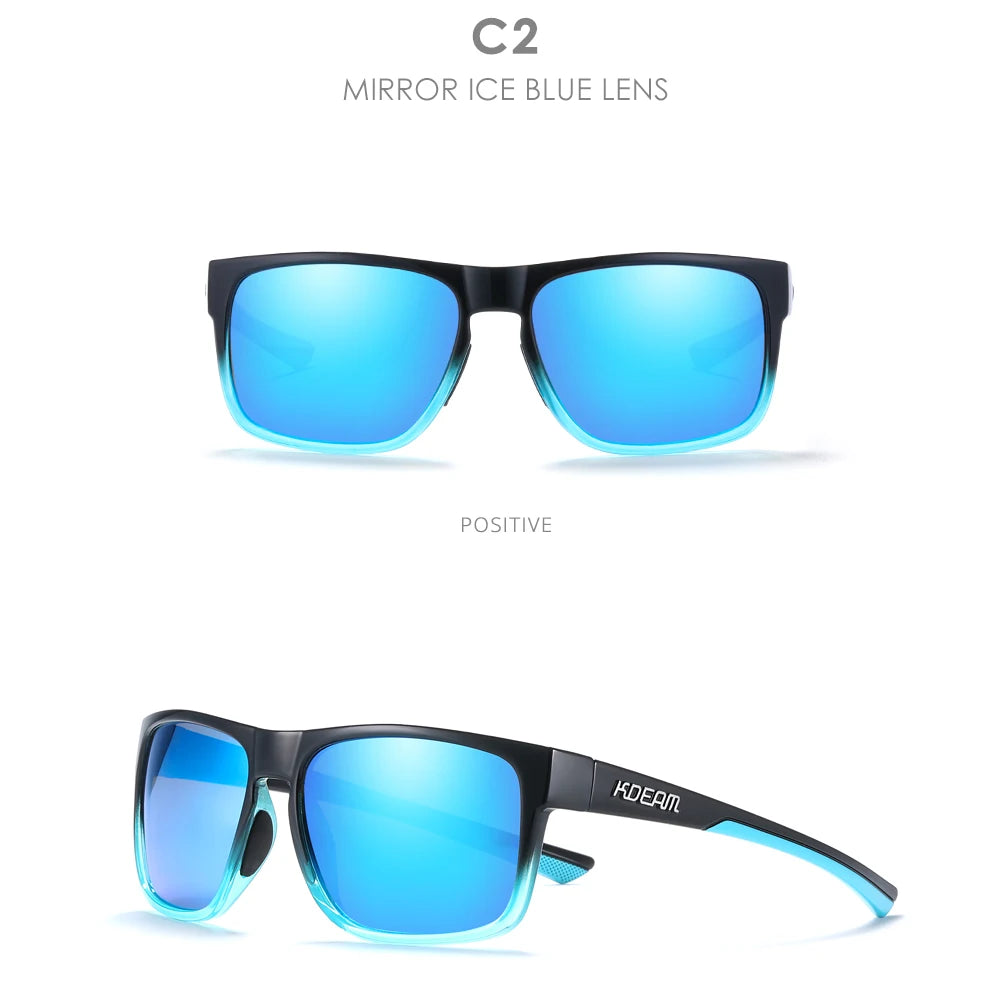 KDEAM New Polarized Men's Sunglasses Square Outdoor Photochromic Sun Glasses Women Non-Slip Nose Pad Full Accessories Included