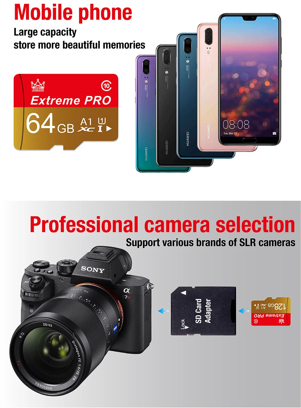 Speicherkarte High Endurance Videoüberwachung TF-Karte 256GB 128GB 64GB 32GB Mini SD-Karte MAX Bis zu 100MB/s Flash-Karte für Mobilgeräte