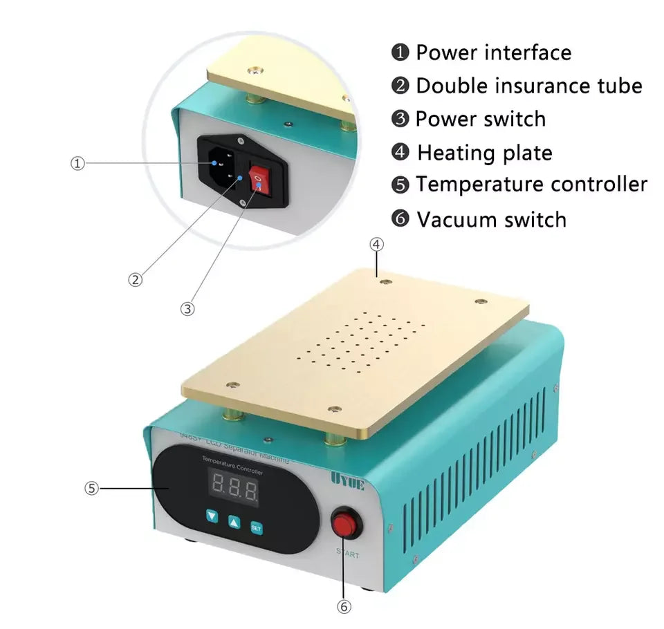 UYUE-948S+ 2kg Light Lcd Display Digitizer Removal Lcd Touch Screen Glass Separator Machine Repair Machinefor Phone Ipad