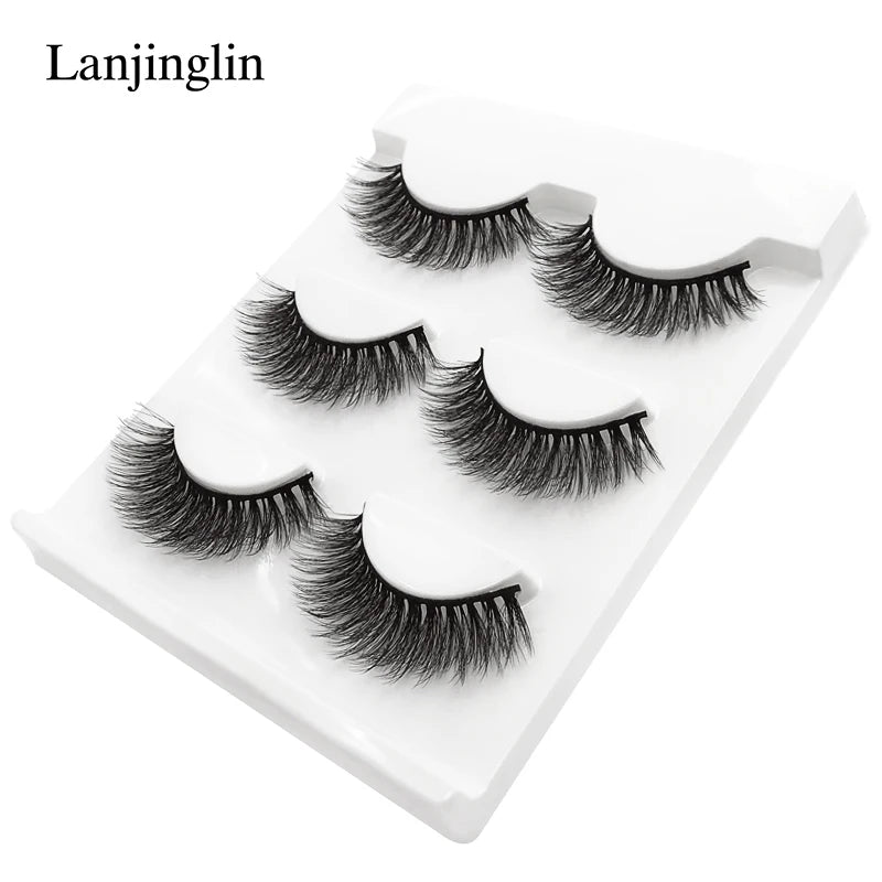 Neu 3 Paar natürliche falsche Wimpern Fake Lashes langes Make-up 3D Nerzwimpern Verlängerung Wimper Nerzwimpern für Schönheit #X11