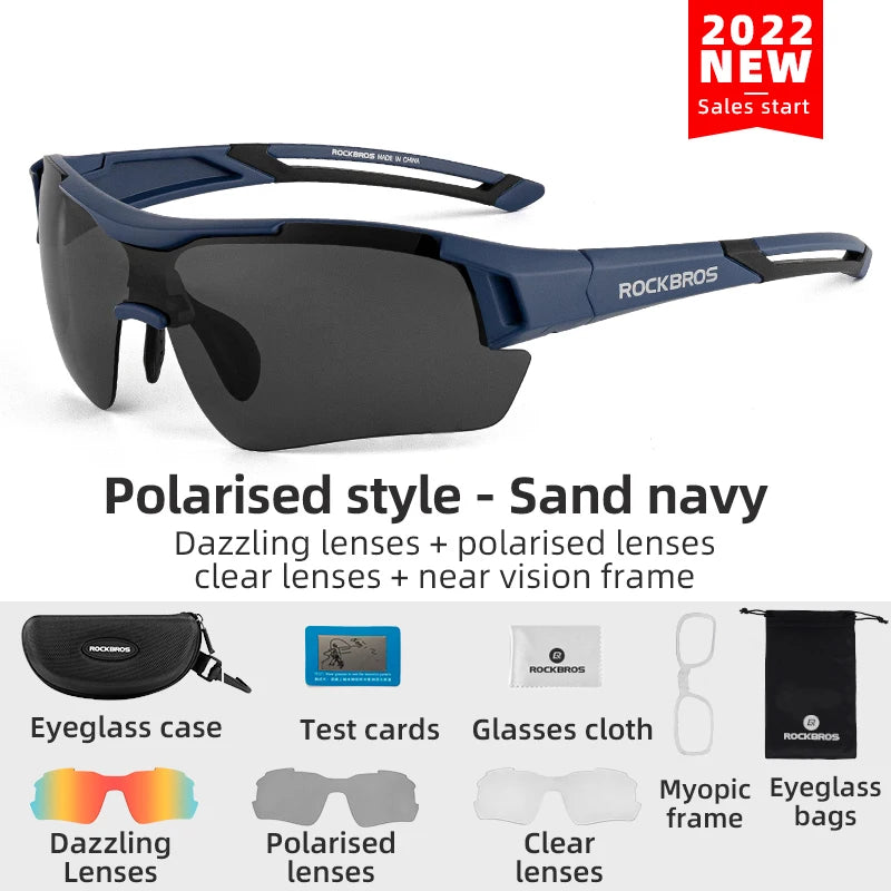 ROCKBROS Cycling Polarized glasses Bike Sunglasses Outdoor Sports Sunglasses MTB PC Goggles Eyewear 5/3 Lens Bicycle Accessory - Shoppiline