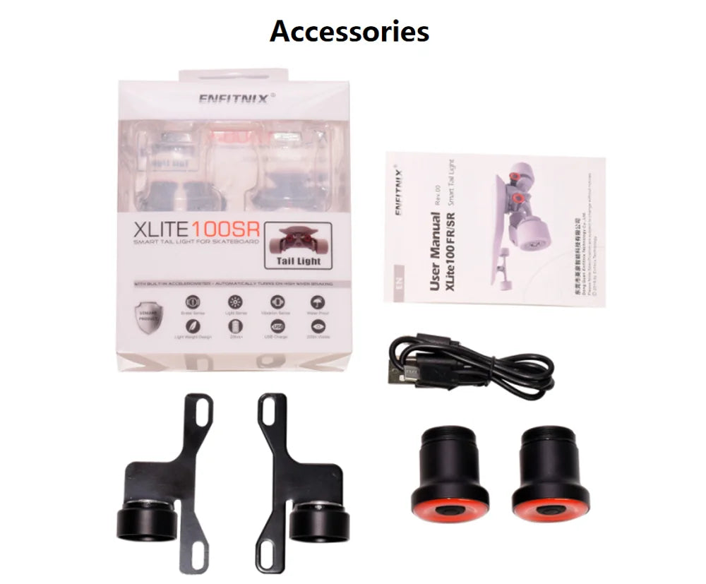 Skateboard Xlite100 Light Warning LED Lights Waterproof USB Rechargeable Night Warning Lamp 2 Pcs For Longboard Electric Scooter - Shoppiline