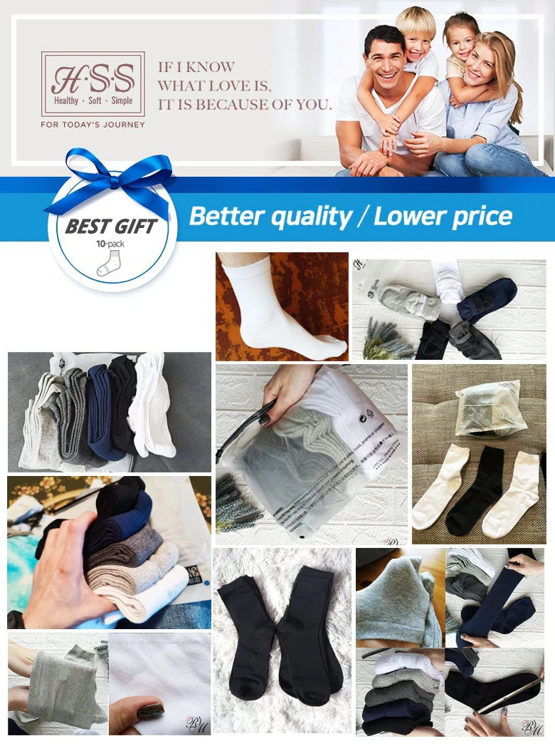 HSS Lot de 5/10 paires de chaussettes en mélange de coton pour hommes, noires, d'affaires, douces, respirantes, pour l'été et l'hiver, grande taille (6.5-14)