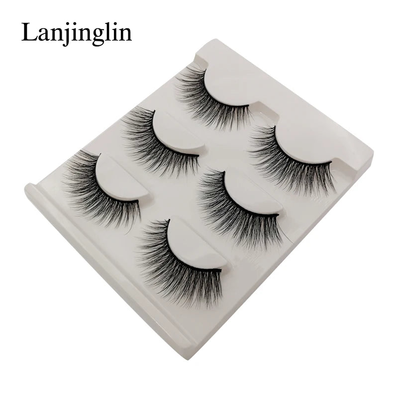 Neu 3 Paar natürliche falsche Wimpern Fake Lashes langes Make-up 3D Nerzwimpern Verlängerung Wimper Nerzwimpern für Schönheit #X11