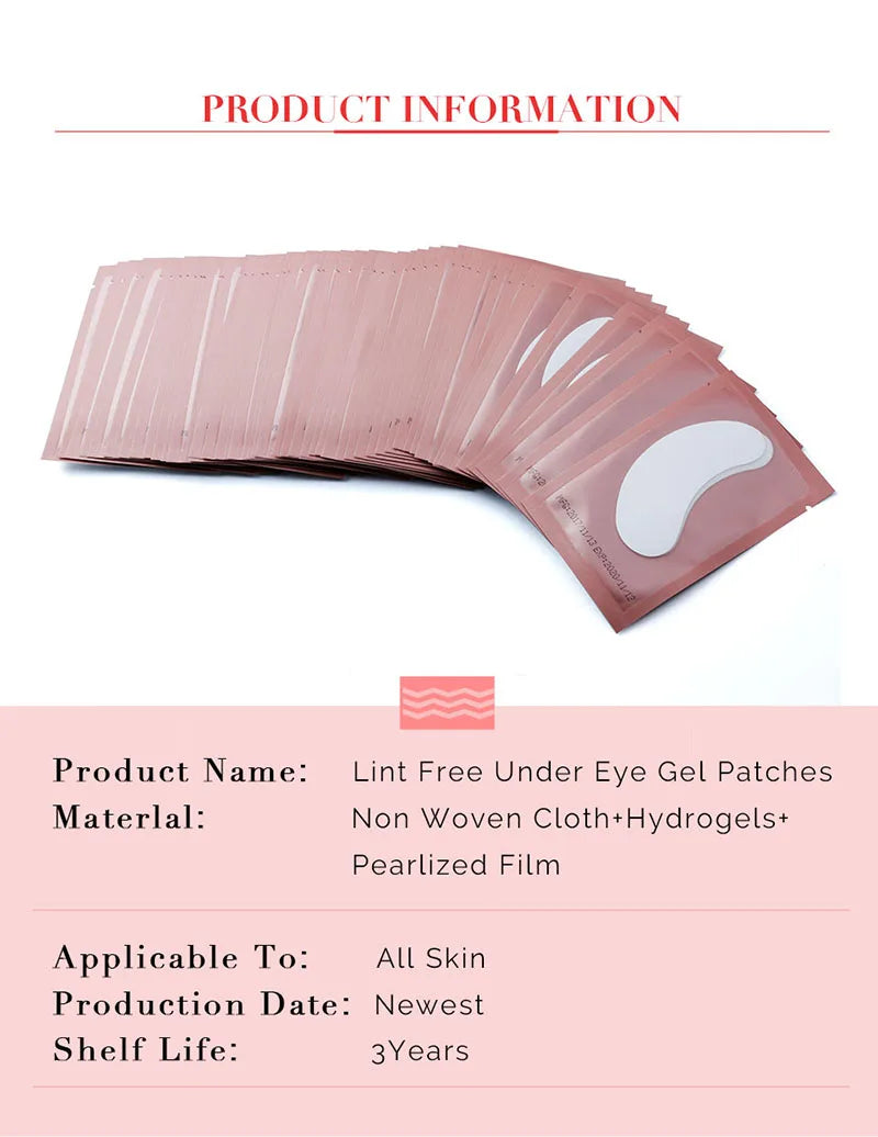 50/500/1000 Stück Hydrogel-Pads für Wimpernverlängerung, Unteraugenpads, Wimpernsticker, Tools, Großhandel LAUKISS