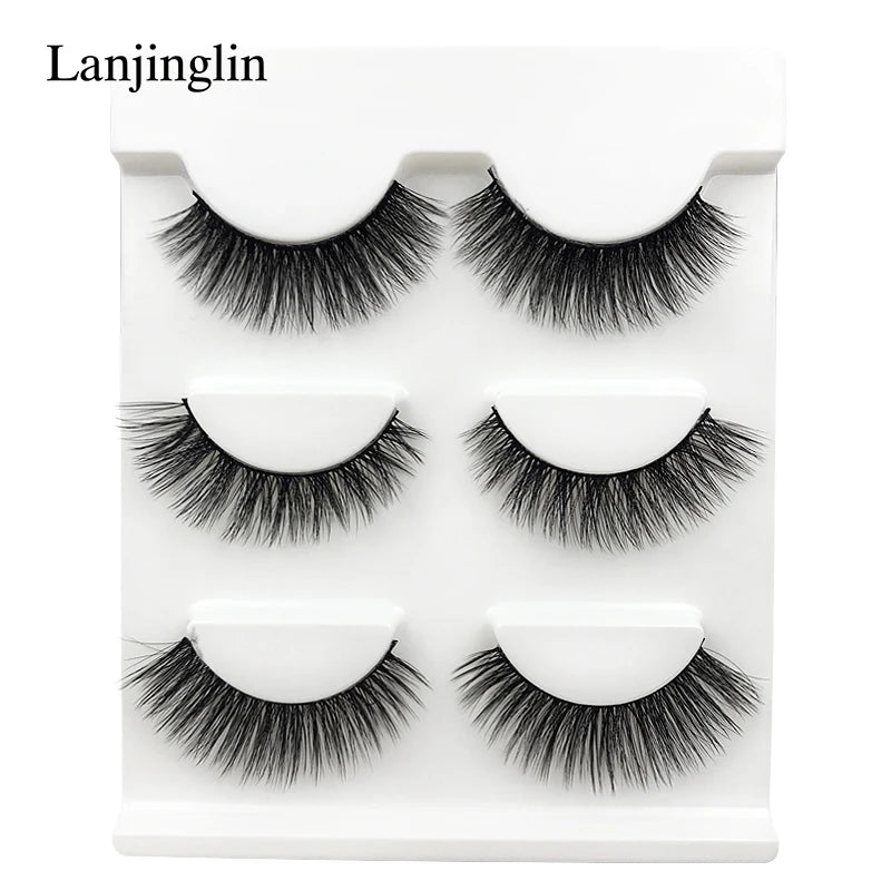 Neu 3 Paar natürliche falsche Wimpern Fake Lashes langes Make-up 3D Nerzwimpern Verlängerung Wimper Nerzwimpern für Schönheit #X11