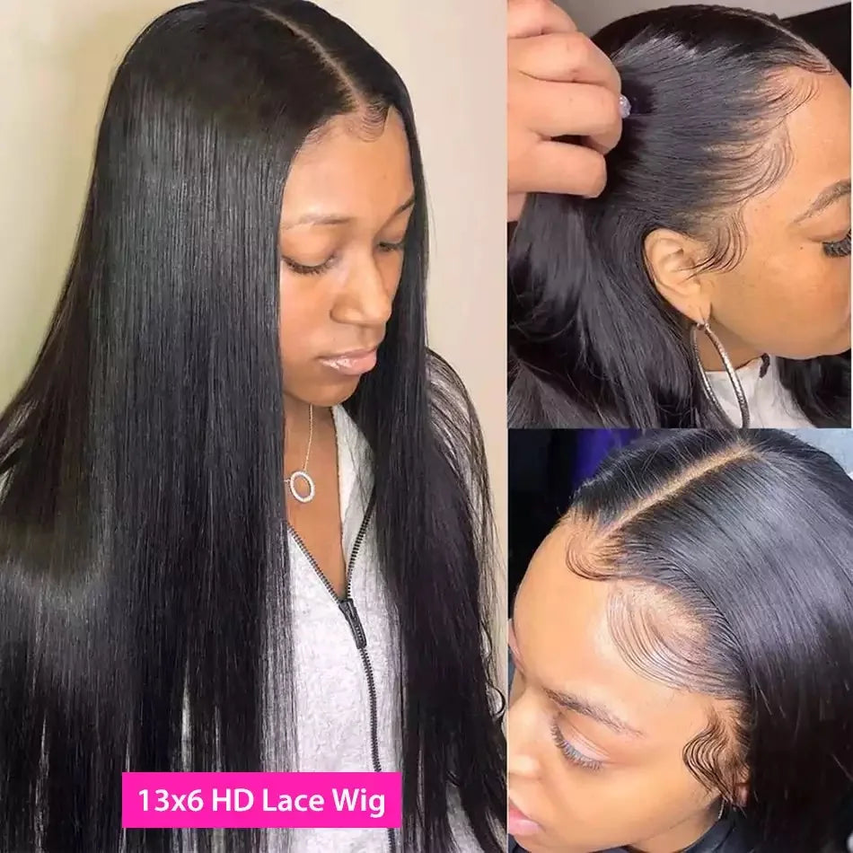 HD Lace Front Echthaarperücken Glatt 13x4 13x6 Transparente Lace Frontal Echthaarperücken Vorgezupft HD Lace Perücken für Frauen