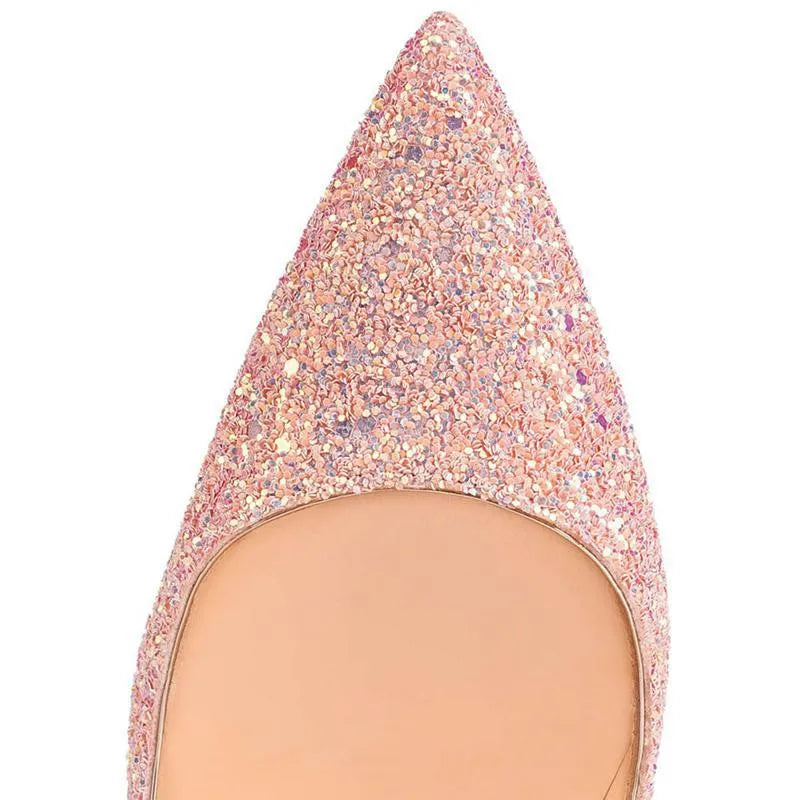 Women's Sexy Classic Glitter Bridal Shoes — Pointy Toe 12cm High Heels Stiletto Pumps - Shoppiline