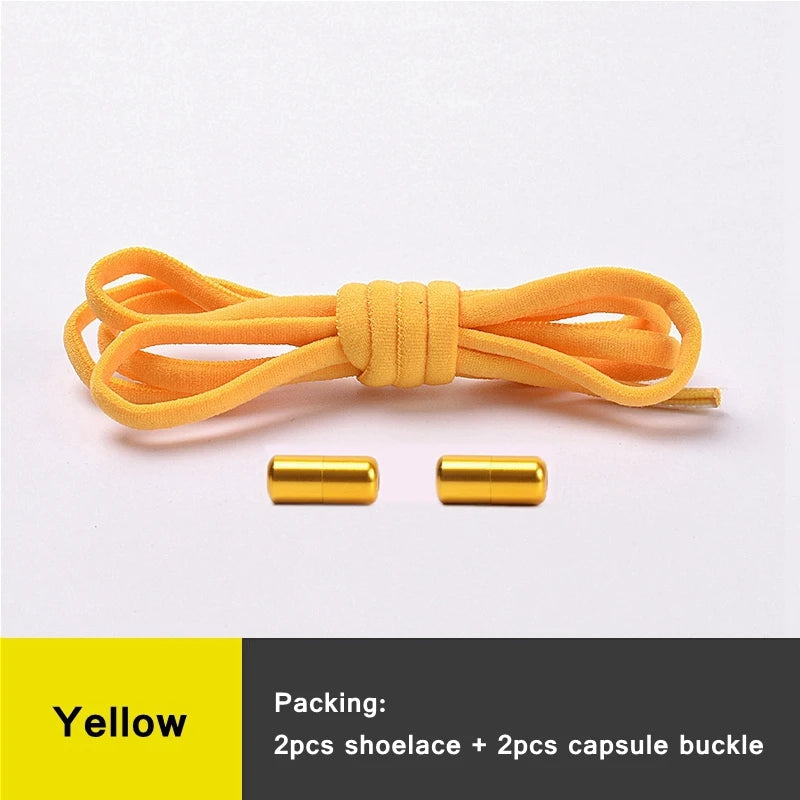NEW 1 Pair Round Color Elastic Shoelaces Lock No Tie Shoelace Metal Easy to Remove Suitable for All Shoes Lazy Lace 21 Colors