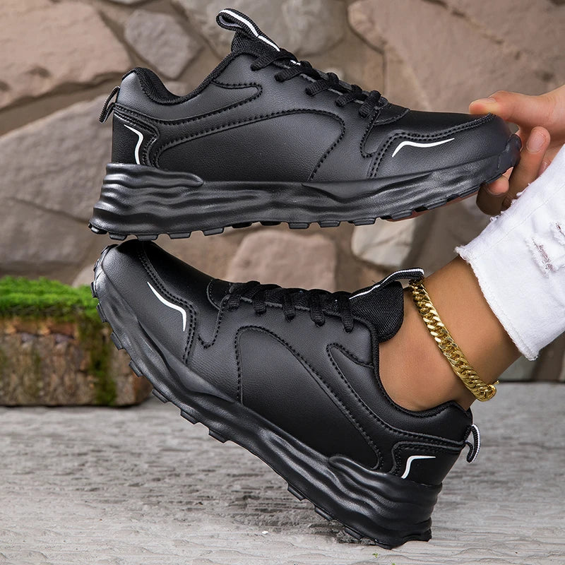 Autumn Men's Shoes 2024 New Trend Versatile Thick Sole Elevated Leather Sports and Casual Zapatos Running Shoes for Women - Shoppiline