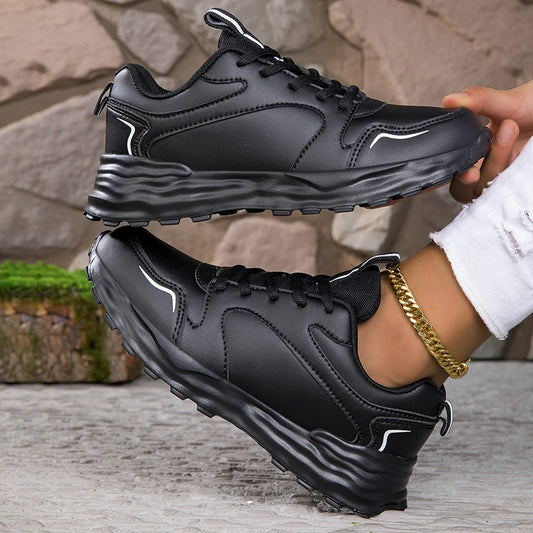 Autumn Men's Shoes 2024 New Trend Versatile Thick Sole Elevated Leather Sports and Casual Zapatos Running Shoes for Women - Shoppiline