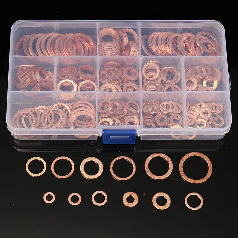 300/280/200/100Pcs Washer Copper Sealing Solid Gasket Washer Sump Plug Oil For Boat Crush Flat Seal Ring Tool