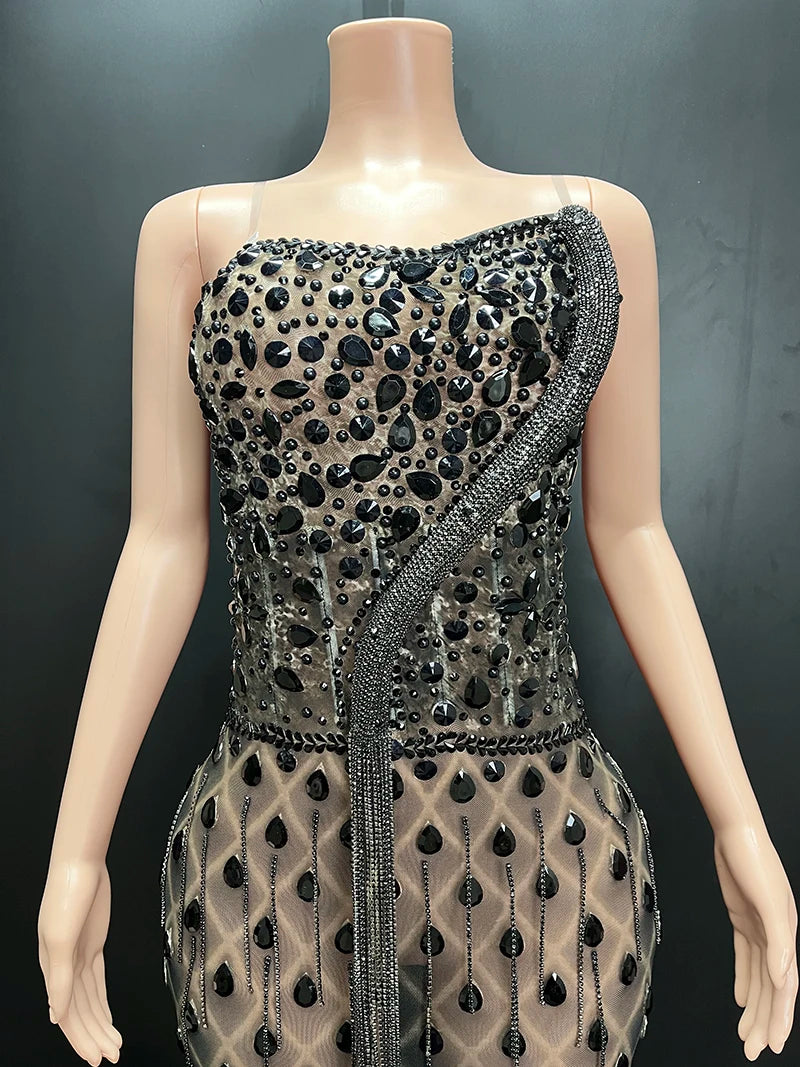 Novance Y2848-F Trend Products 2024 Transparent Luxury Wedding Dress Rhinestone Sexy Women Clothing With Tassel - Shoppiline