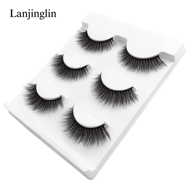Neu 3 Paar natürliche falsche Wimpern Fake Lashes langes Make-up 3D Nerzwimpern Verlängerung Wimper Nerzwimpern für Schönheit #X11
