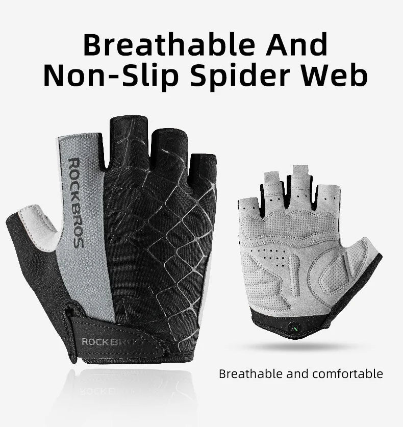 ROCKBROS Cycling Bike Gloves Half Finger Shockproof Breathable MTB Mountain Bicycle Sports Gloves Men Women Cycling Equipment - Shoppiline