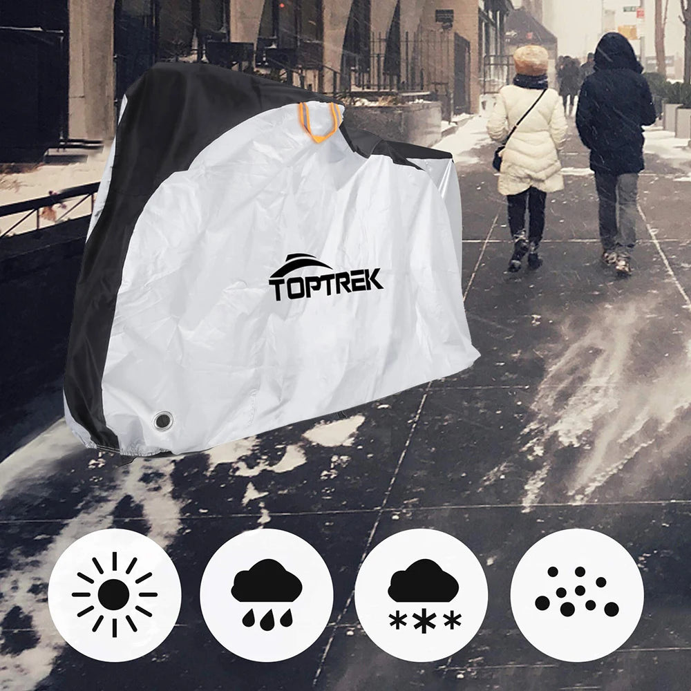 Housse de vélo Toptrek imperméable, protection contre la neige et la pluie, protection UV, protection contre la poussière pour vélo, housse de protection étanche 210T