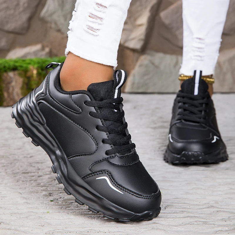 Autumn Men's Shoes 2024 New Trend Versatile Thick Sole Elevated Leather Sports and Casual Zapatos Running Shoes for Women - Shoppiline