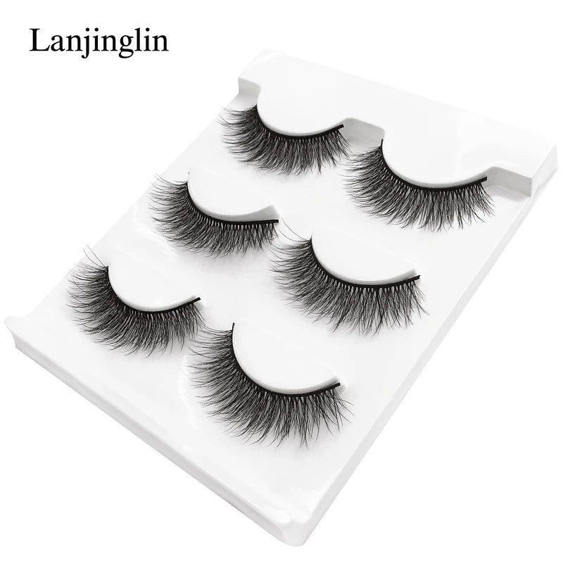 Neu 3 Paar natürliche falsche Wimpern Fake Lashes langes Make-up 3D Nerzwimpern Verlängerung Wimper Nerzwimpern für Schönheit #X11