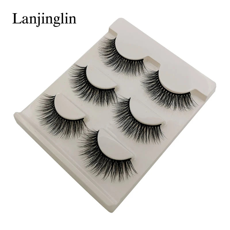 Neu 3 Paar natürliche falsche Wimpern Fake Lashes langes Make-up 3D Nerzwimpern Verlängerung Wimper Nerzwimpern für Schönheit #X11