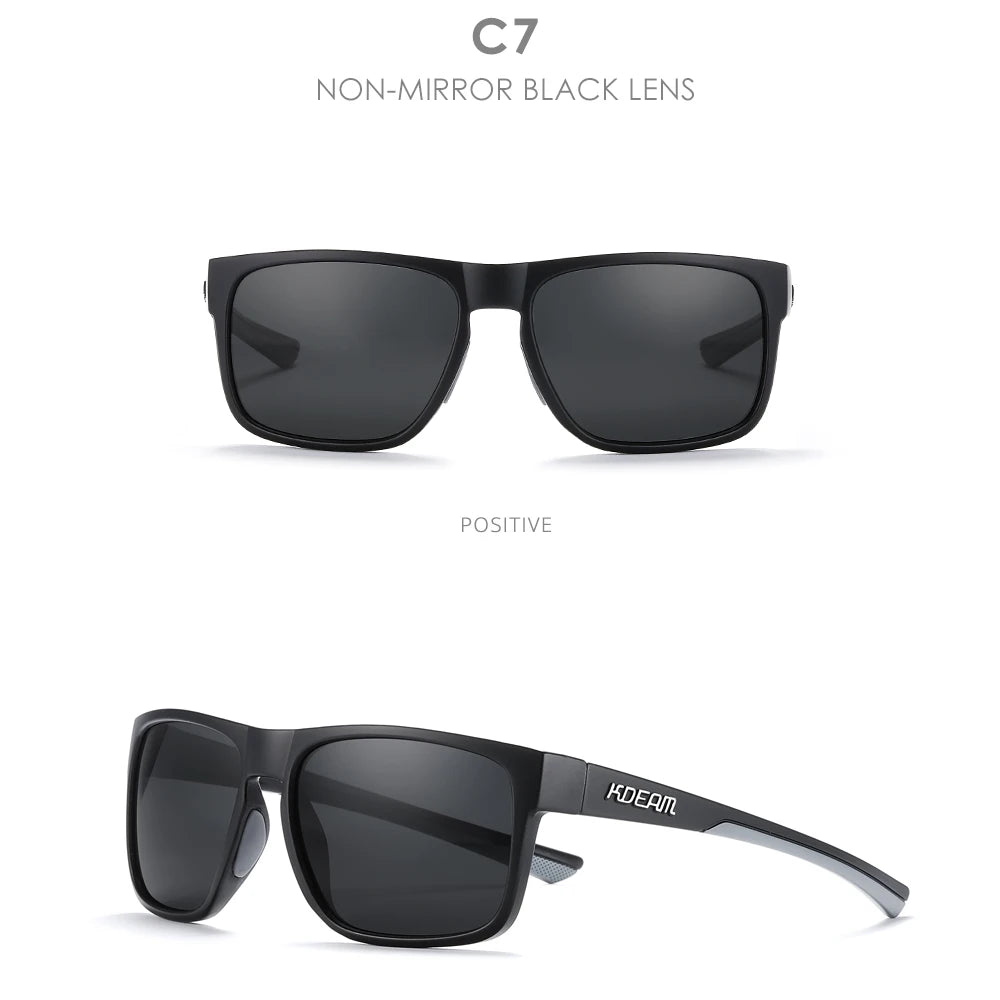 KDEAM New Polarized Men's Sunglasses Square Outdoor Photochromic Sun Glasses Women Non-Slip Nose Pad Full Accessories Included
