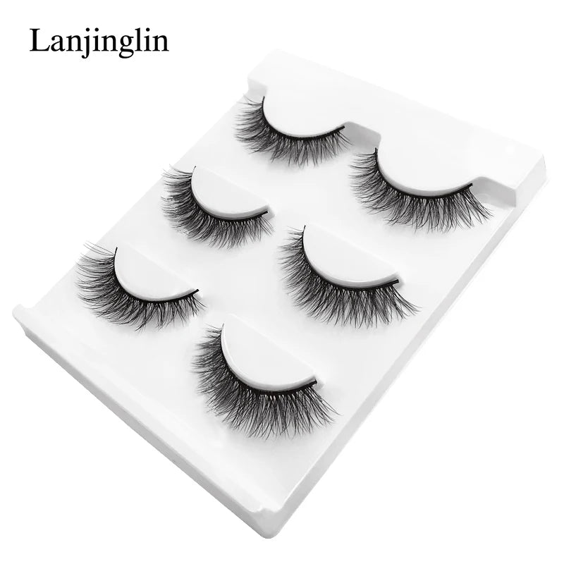 Neu 3 Paar natürliche falsche Wimpern Fake Lashes langes Make-up 3D Nerzwimpern Verlängerung Wimper Nerzwimpern für Schönheit #X11