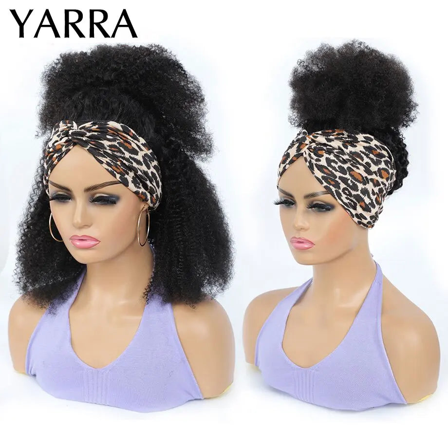 Afro Kinky Curly Echthaar Stirnband Perücke für schwarze Frauen 180% Dichte Brasilianisches Remy Voll maschinell hergestellt 100% Echthaar YARRA