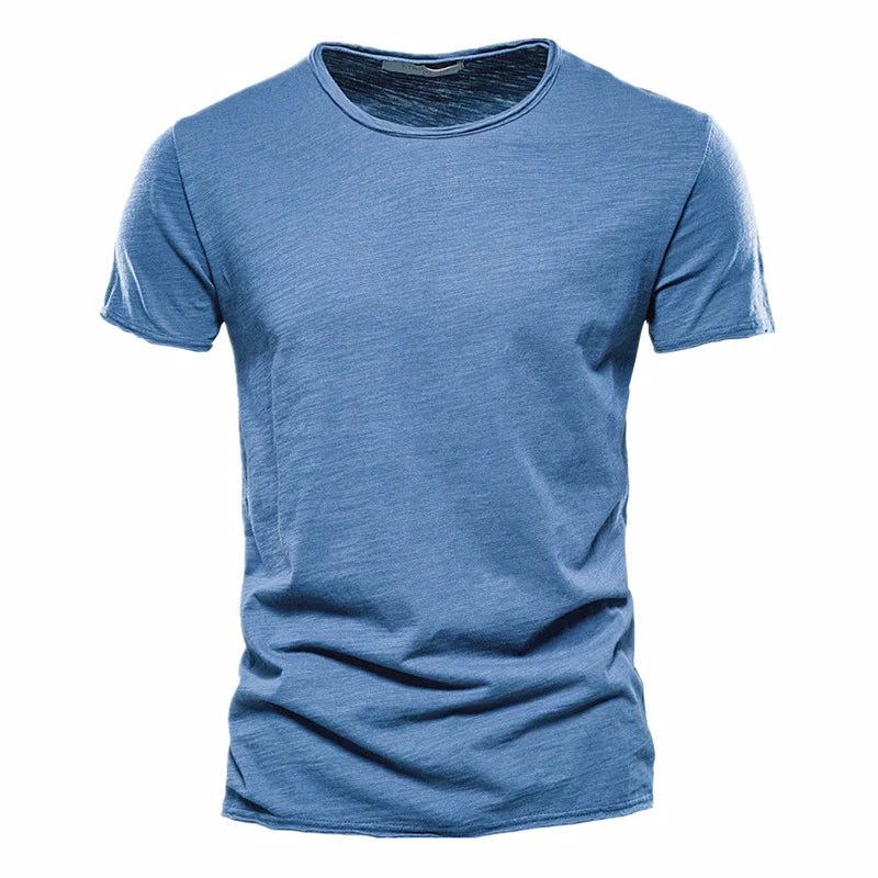 AIOPESON100% Cotton Men T-shirt V-neck Fashion Design Slim Fit Soild T-shirts Male Tops Tees Short Sleeve T Shirt O-neck For Men