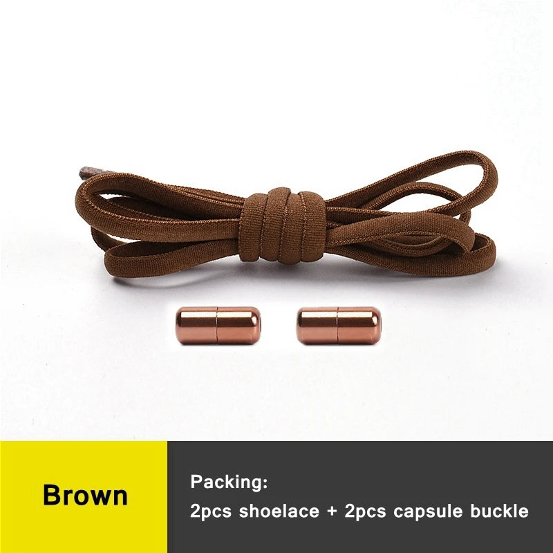 NEW 1 Pair Round Color Elastic Shoelaces Lock No Tie Shoelace Metal Easy to Remove Suitable for All Shoes Lazy Lace 21 Colors