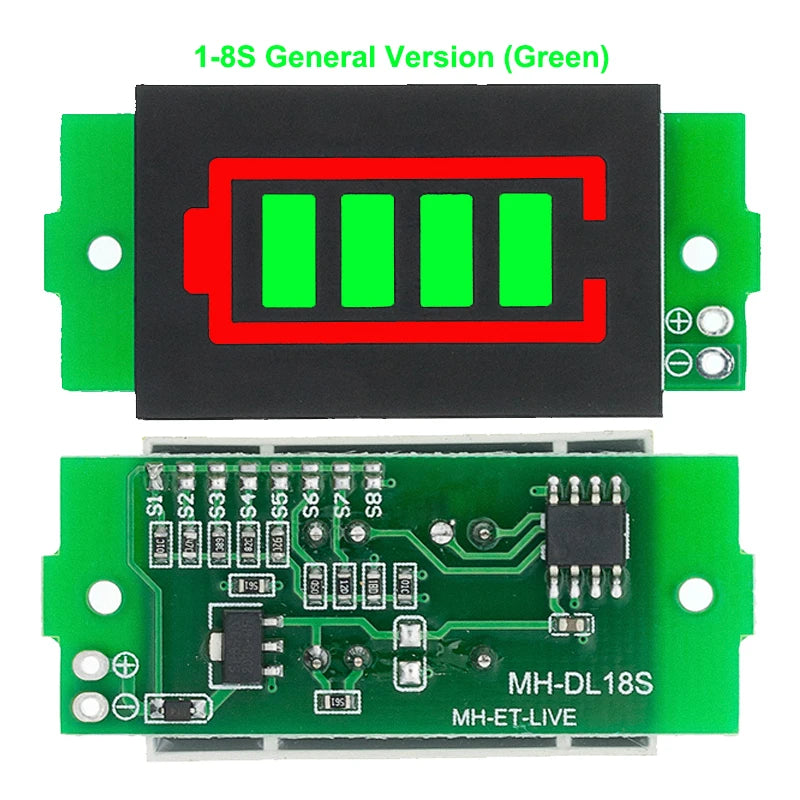 1S-4S-8S Single 3.7V Lithium Battery Capacity Indicator Module 4.2V Blue Display Electric Vehicle Battery Power Tester Li-ion