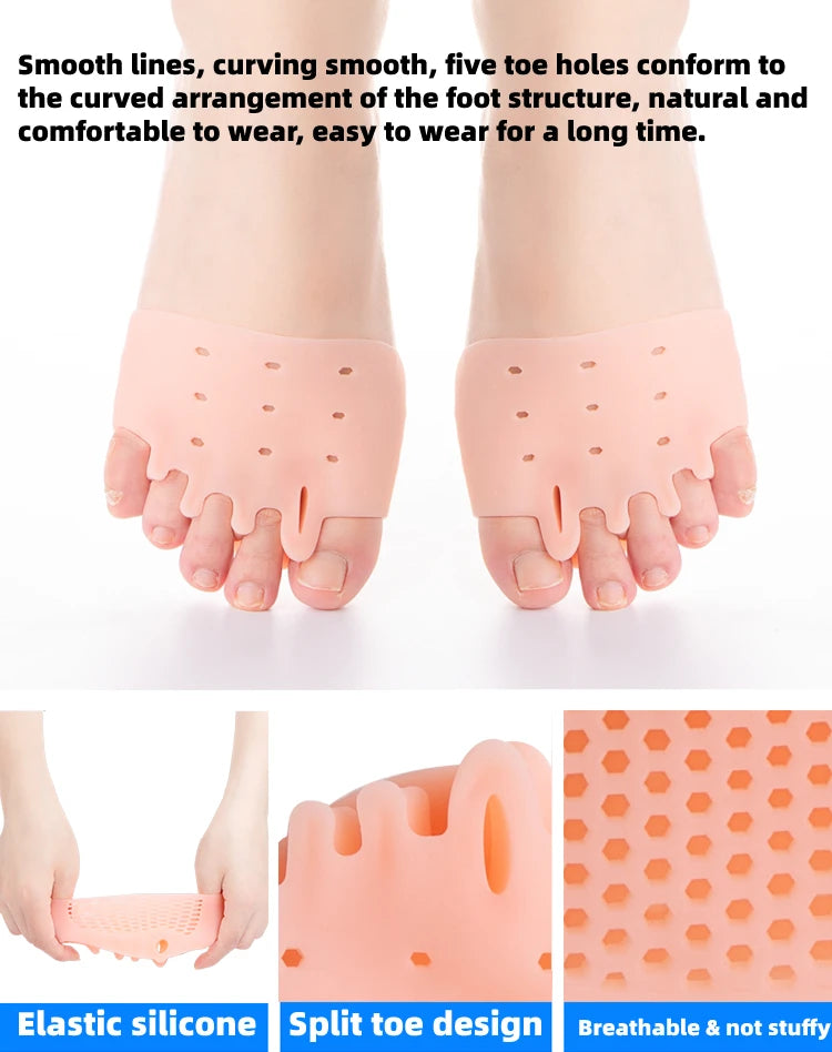 2pcs=1pair Toe Separator Hallux Valgus Corrector Finger Bunion Orthotics Protector Overlapping Forefoot Pad Foot Care Pedicure